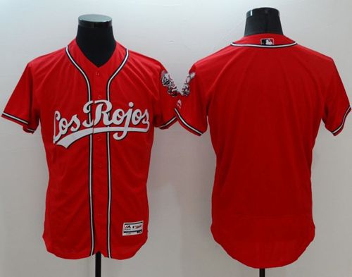 Reds Blank Red Flexbase Authentic Collection Los Rojos Stitched MLB Jersey - Click Image to Close